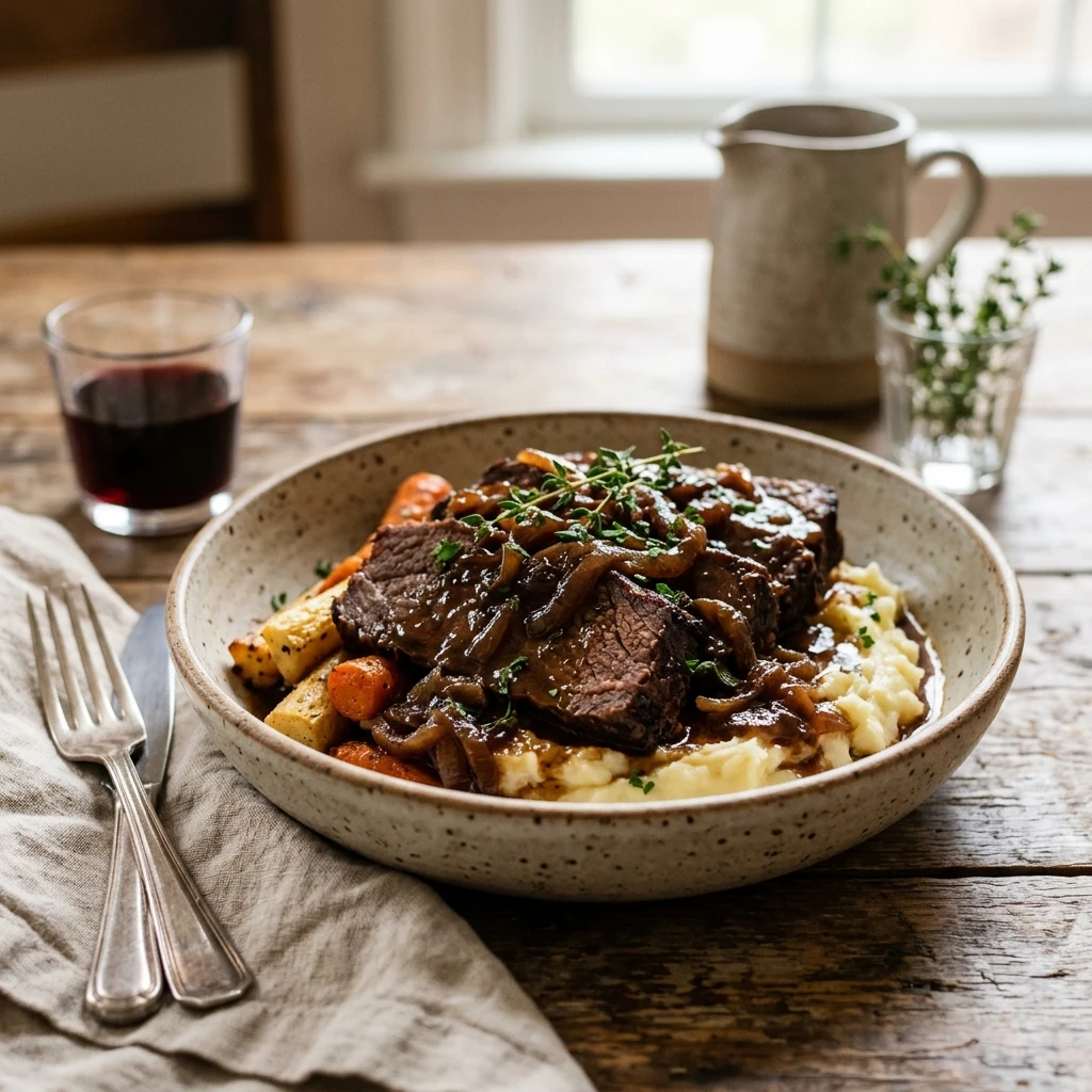 4-Ingredient French Onion Crock Pot Pot Roast