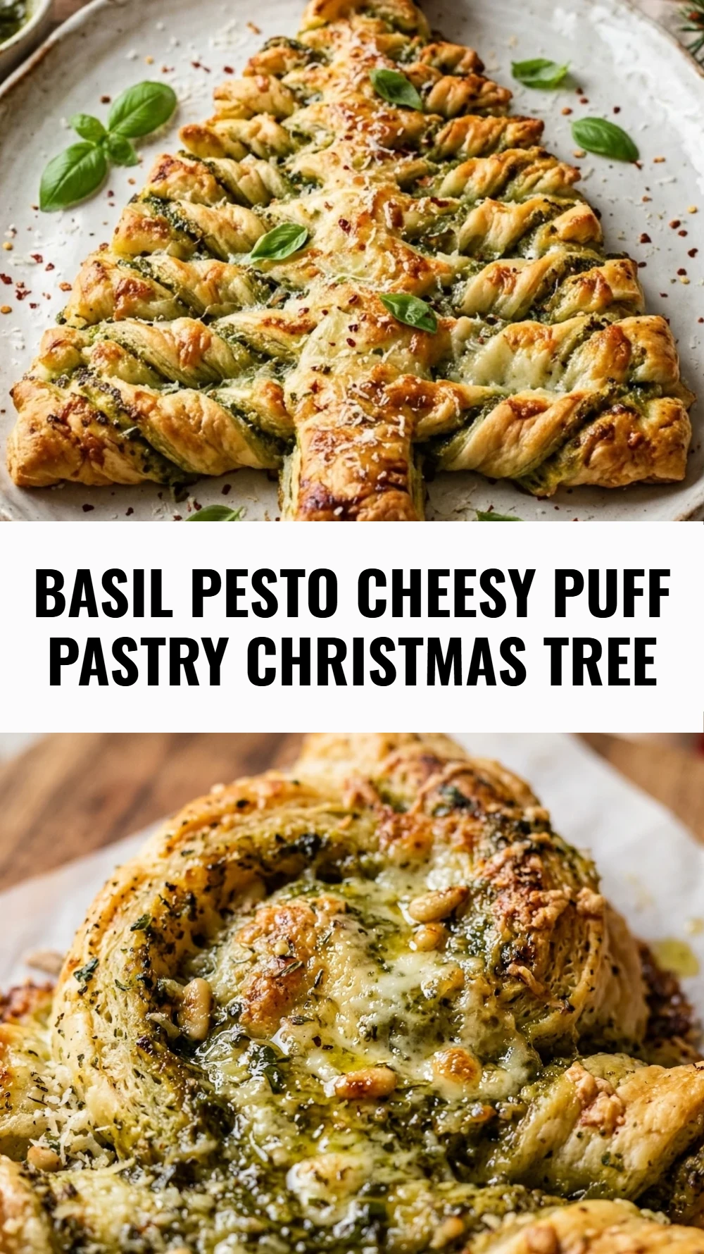 Basil Pesto Cheesy Puff Pastry Christmas Tree