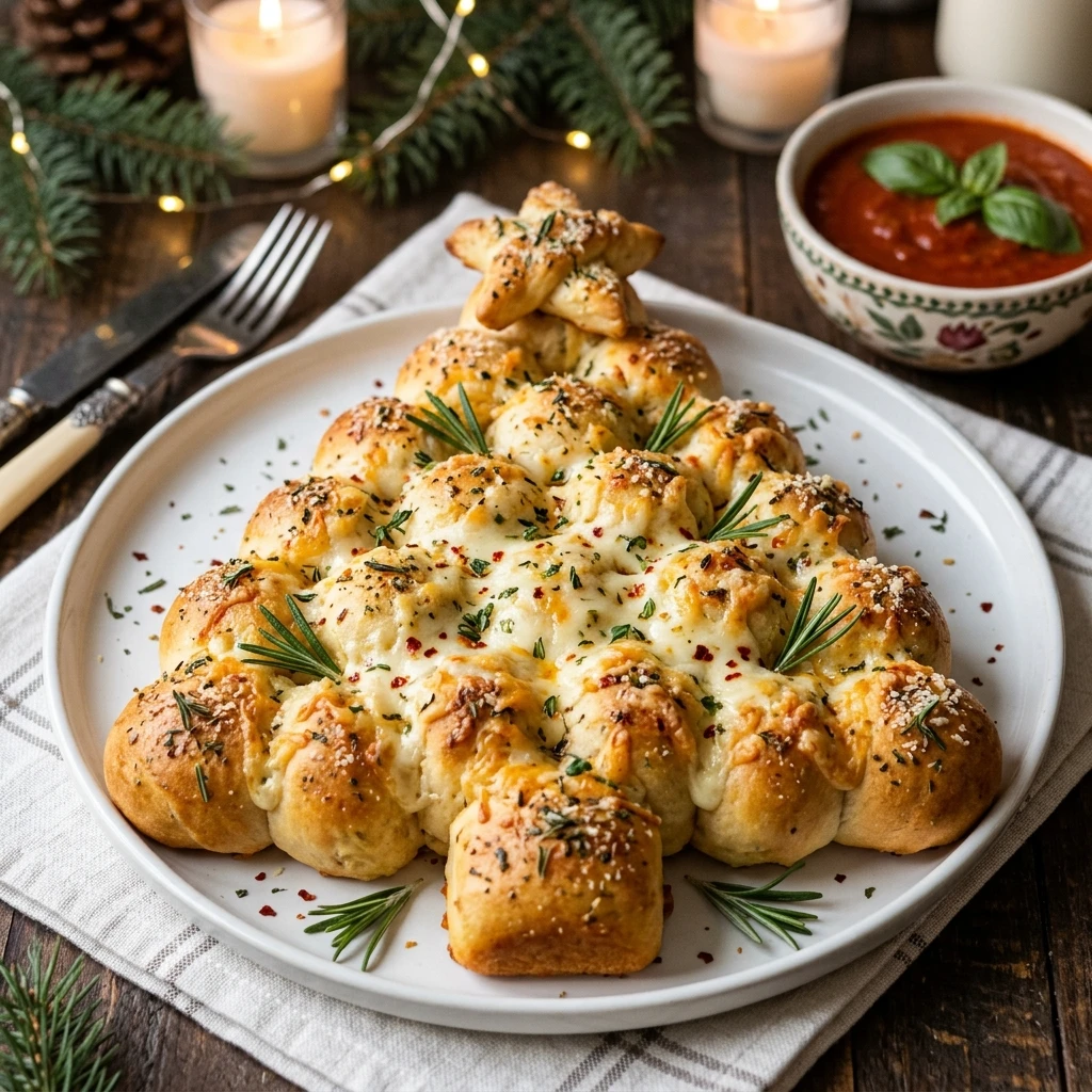 Cheesy Pull-Apart Christmas Tree Bread