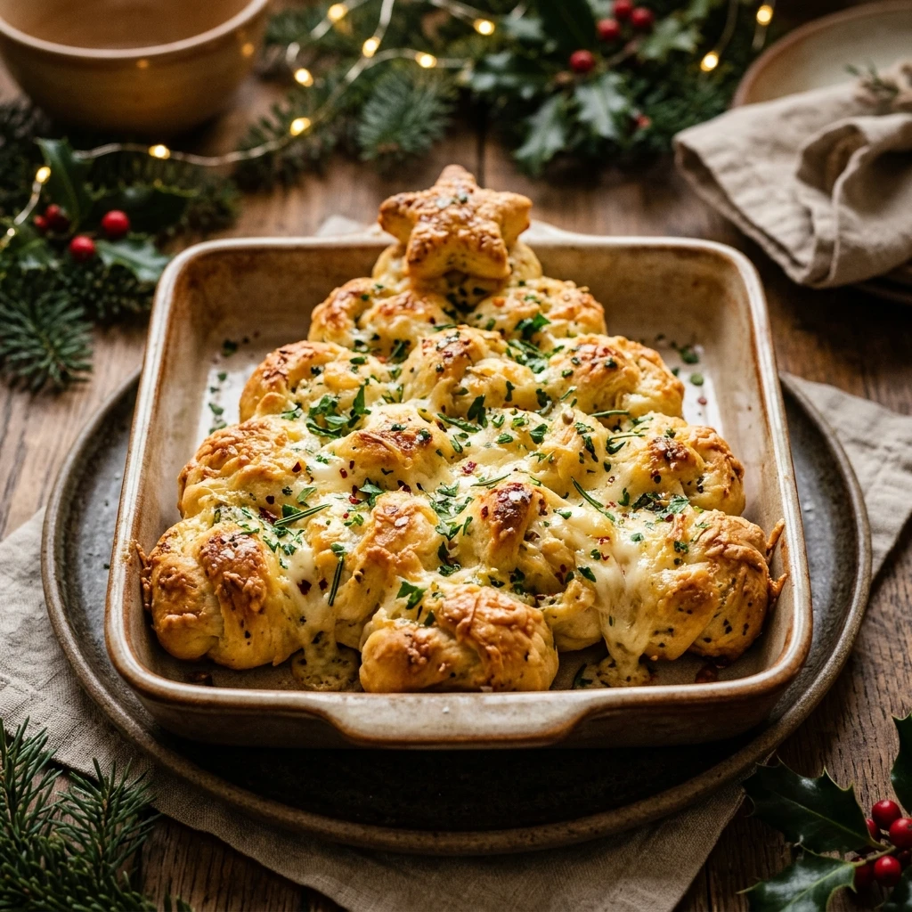 Cheesy Pull-Apart Christmas Tree Bread