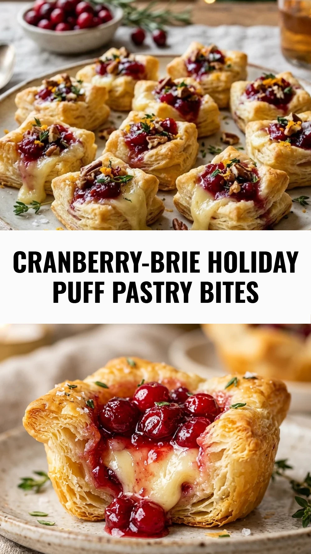 Cranberry-Brie Holiday Puff Pastry Bites