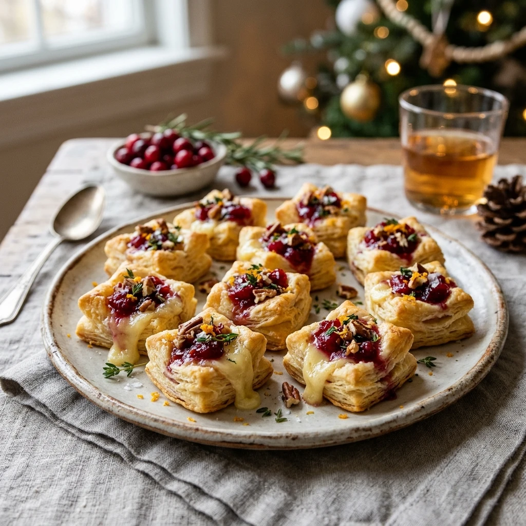 Cranberry-Brie Holiday Puff Pastry Bites