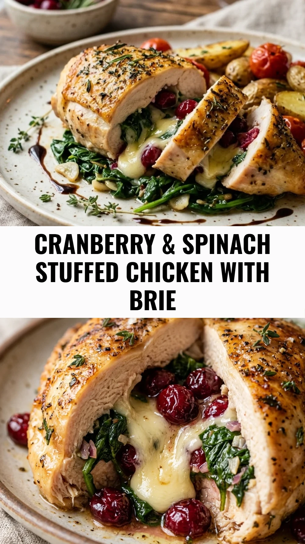 Cranberry & Spinach Stuffed Chicken with Brie