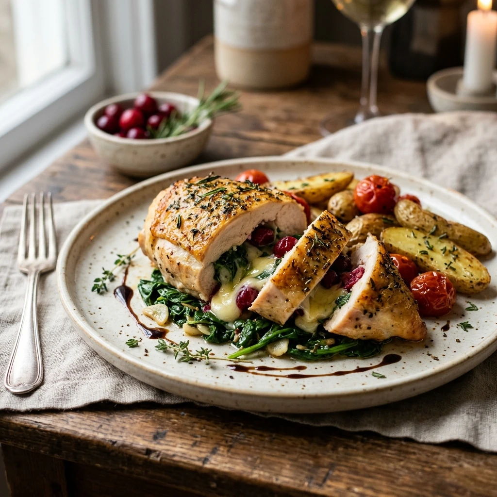 Cranberry & Spinach Stuffed Chicken with Brie