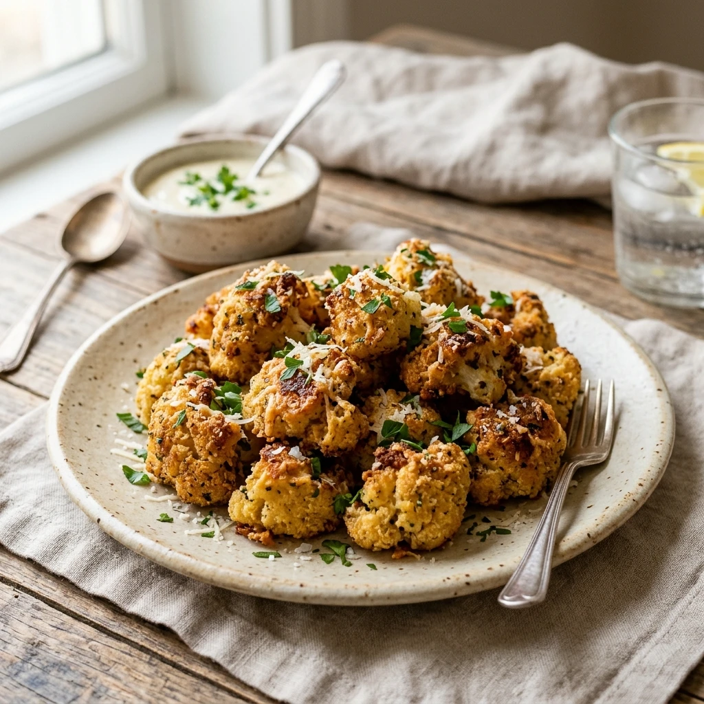 Crispy Parmesan Cauliflower Bites