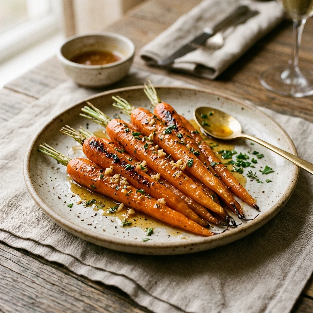 Easy Honey Garlic Butter Roasted Carrots