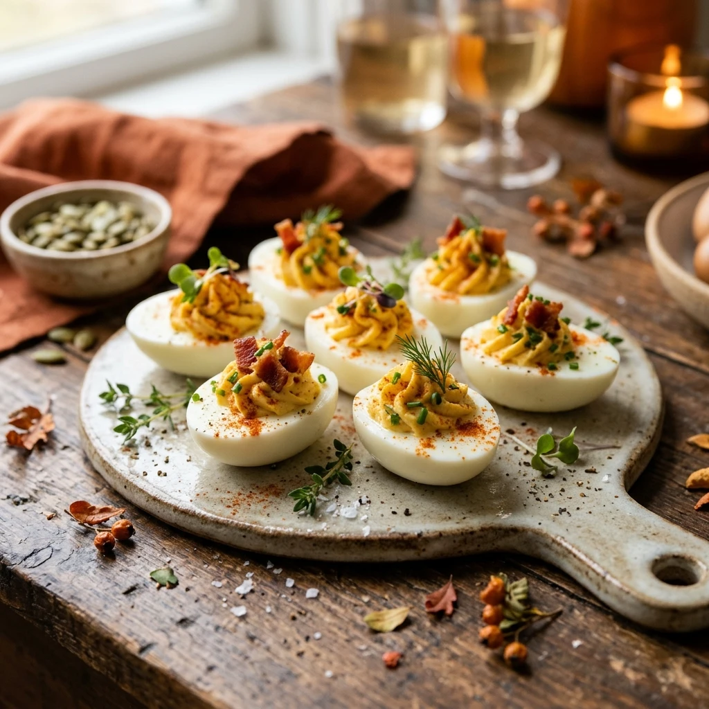 Fall-Themed Deviled Eggs