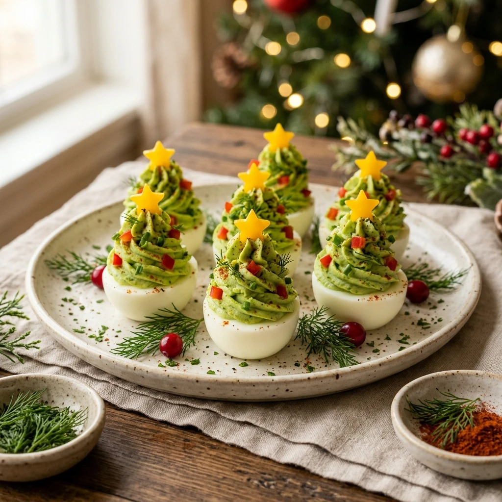 Festive Christmas Tree Deviled Eggs