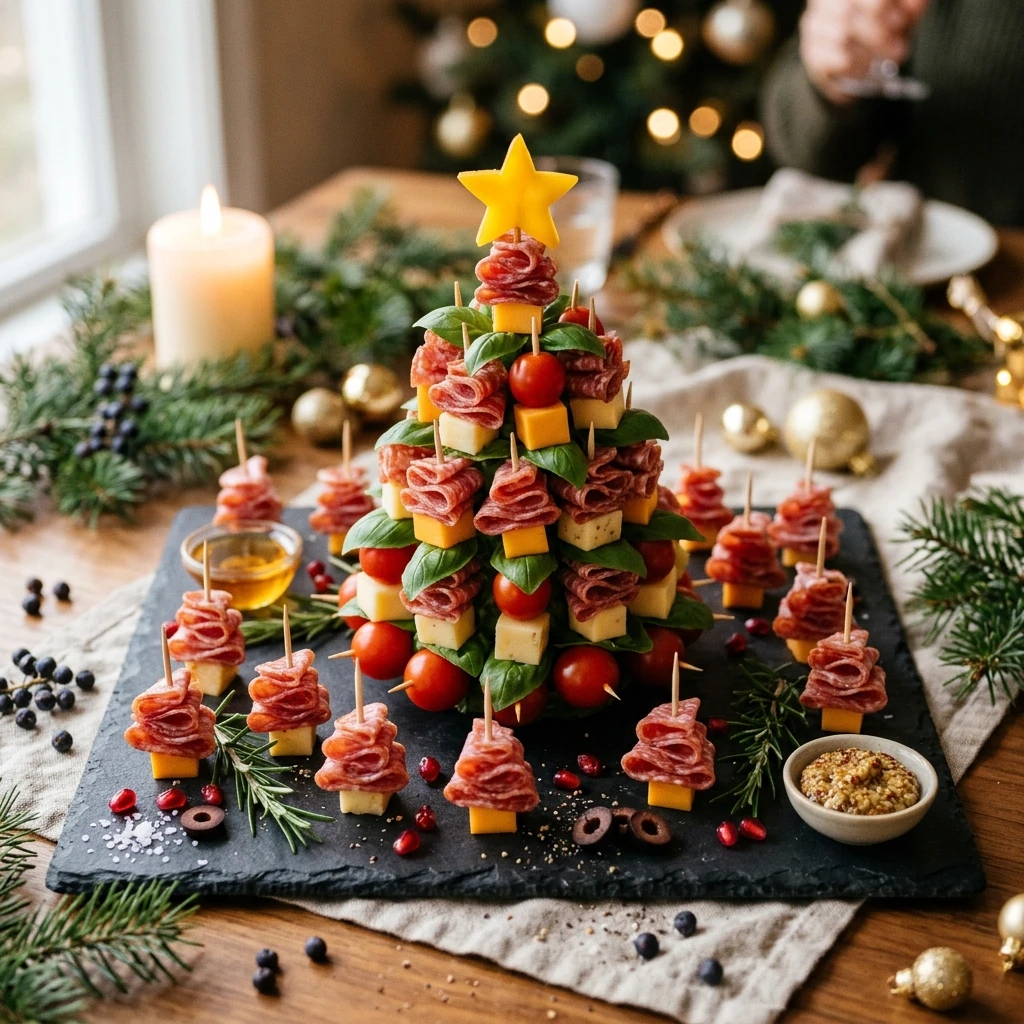 Festive Christmas Tree Salami Appetizers