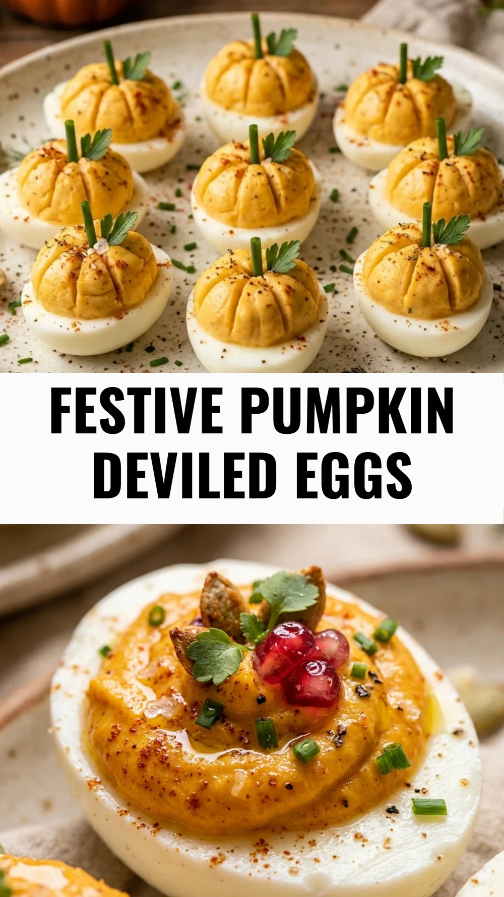 Festive Pumpkin Deviled Eggs