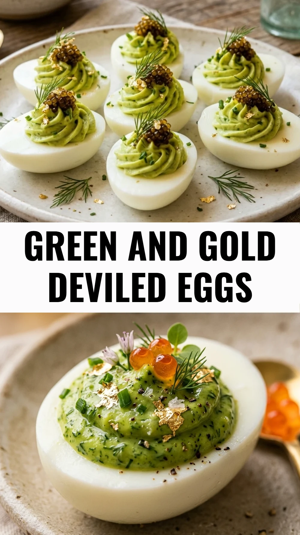 Green and Gold Deviled Eggs