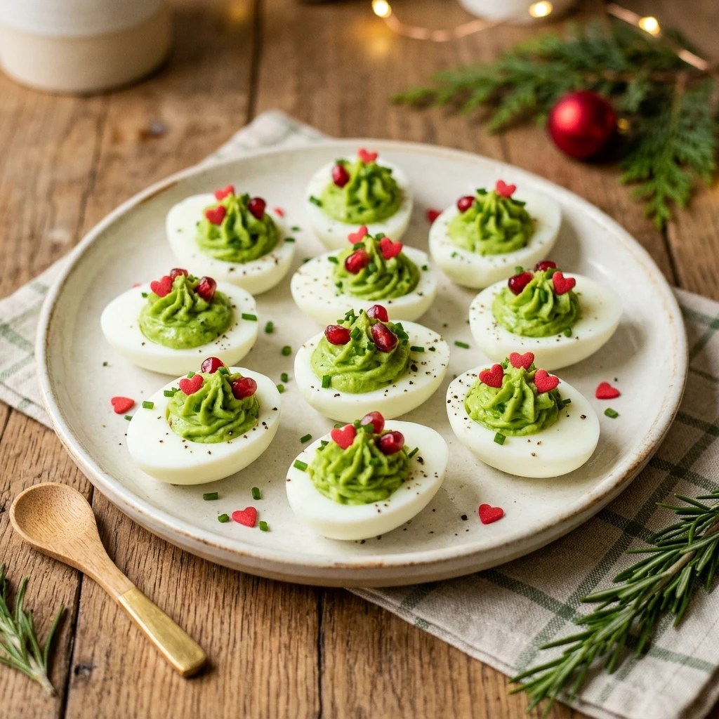 Grinch Themed Deviled Eggs