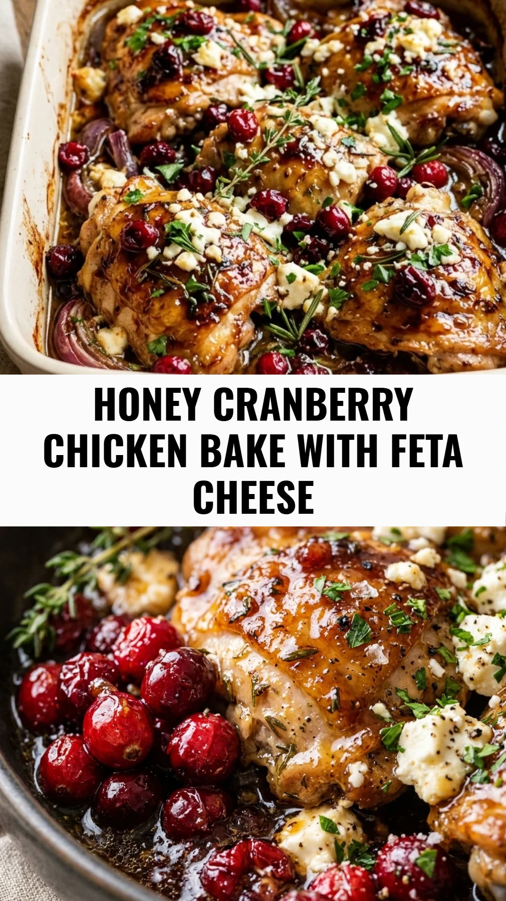 Honey Cranberry Chicken Bake with Feta Cheese