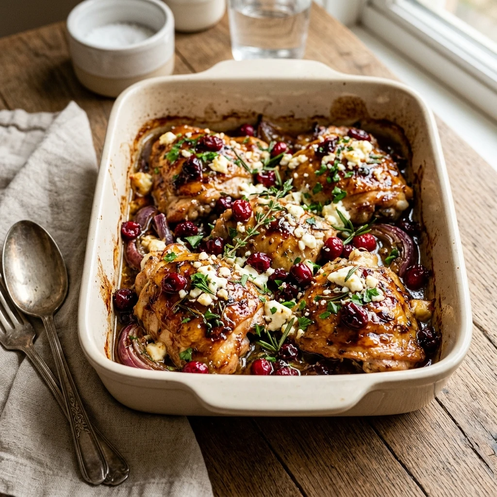 Honey Cranberry Chicken Bake with Feta Cheese