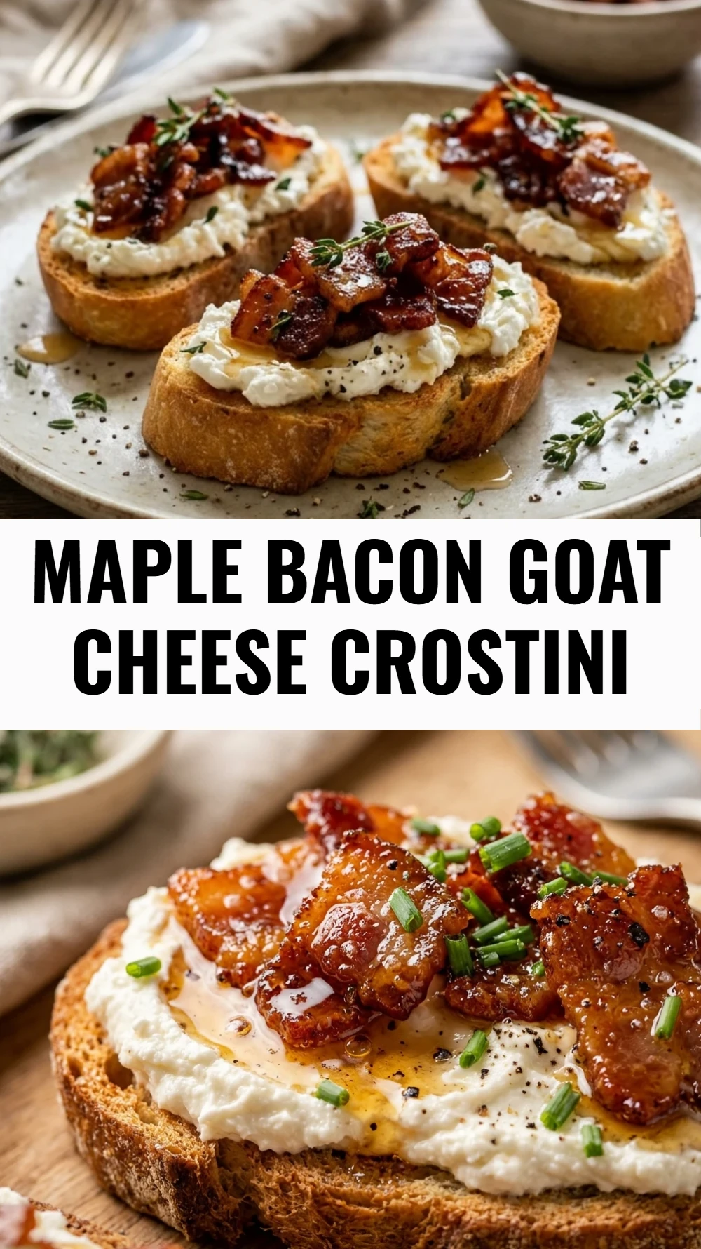 Maple Bacon Goat Cheese Crostini