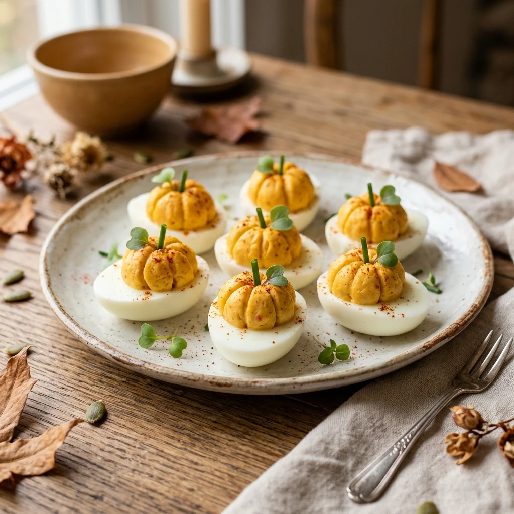 Pumpkin Deviled Eggs Appetizer
