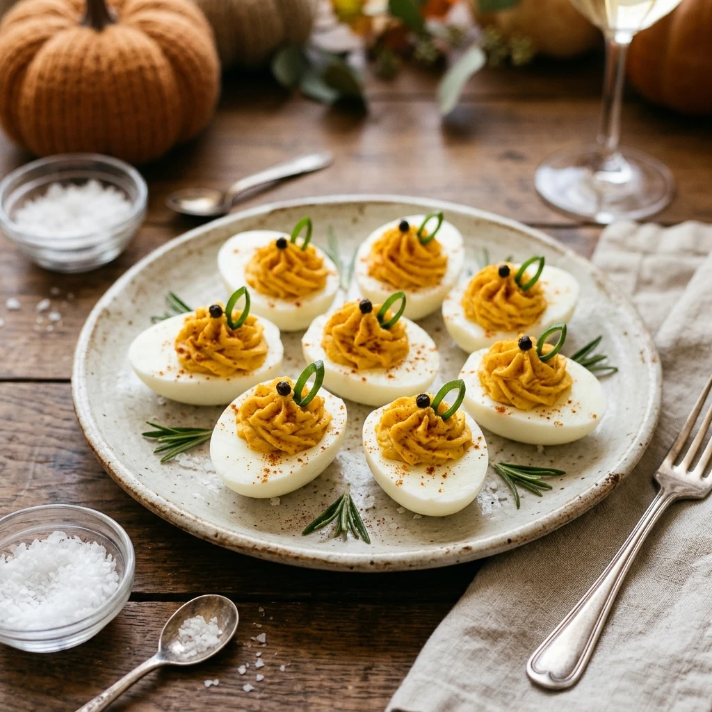 Pumpkin Deviled Eggs For Thanksgiving
