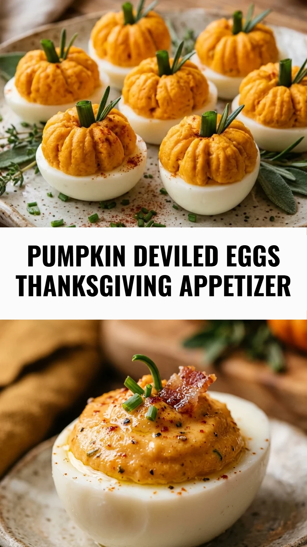 Pumpkin Deviled Eggs Thanksgiving Appetizer