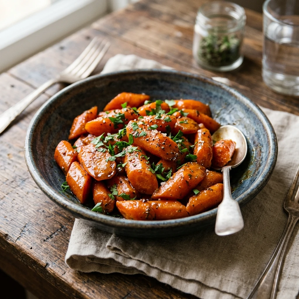 Slow Cooker Maple & Brown Sugar Glazed Carrots