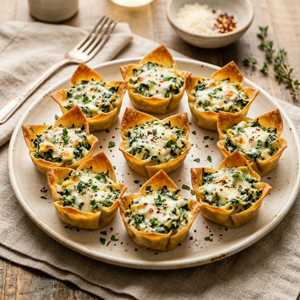 Spinach Artichoke Wonton Cups