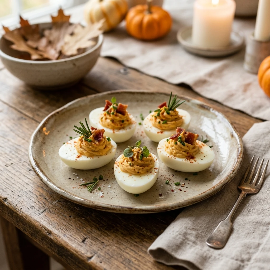 Thanksgiving Deviled Eggs Appetizer