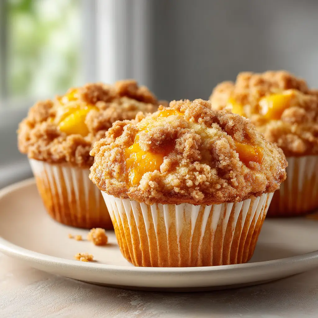 Homemade Peach Cobbler Muffins