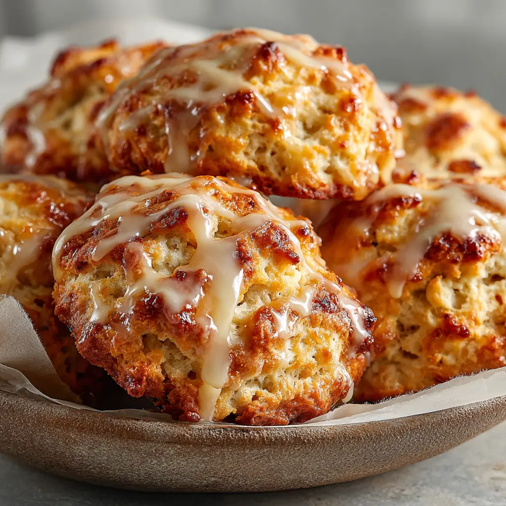 Peach Butter Swim Biscuits With Vanilla Glaze