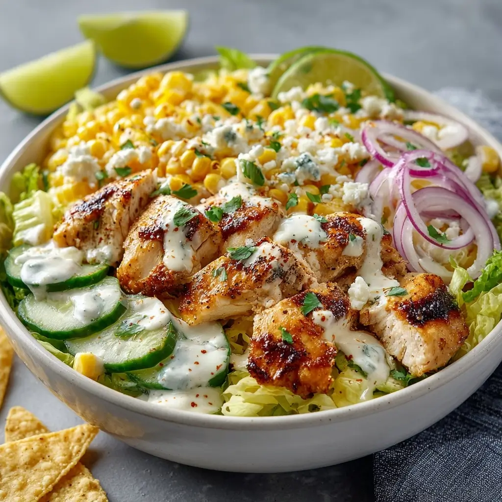 Street Corn Creamy Cucumber Chicken Salad