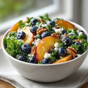 Summer Peach Blueberry Kale Salad