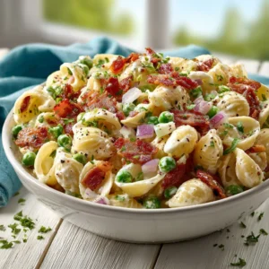 Creamy Pasta Salad With Bacon And Peas For Summer Parties