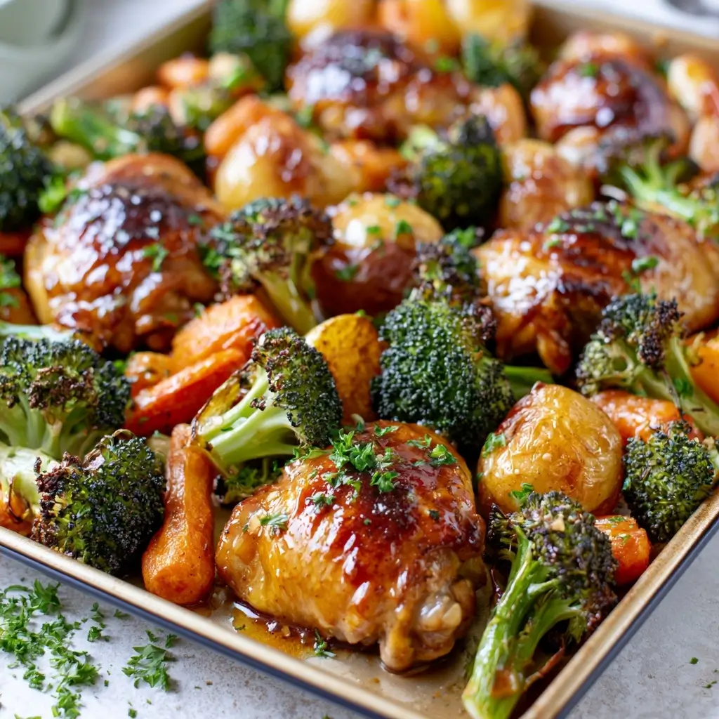 Easy Sheet Pan Honey Garlic Chicken And Vegetables Dinner