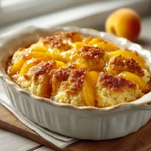 Fluffy Homemade Peach Cobbler With Juicy Fresh Peaches