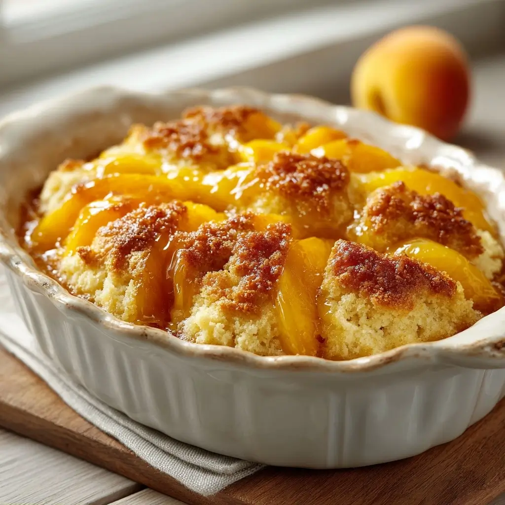 Fluffy Homemade Peach Cobbler With Juicy Fresh Peaches