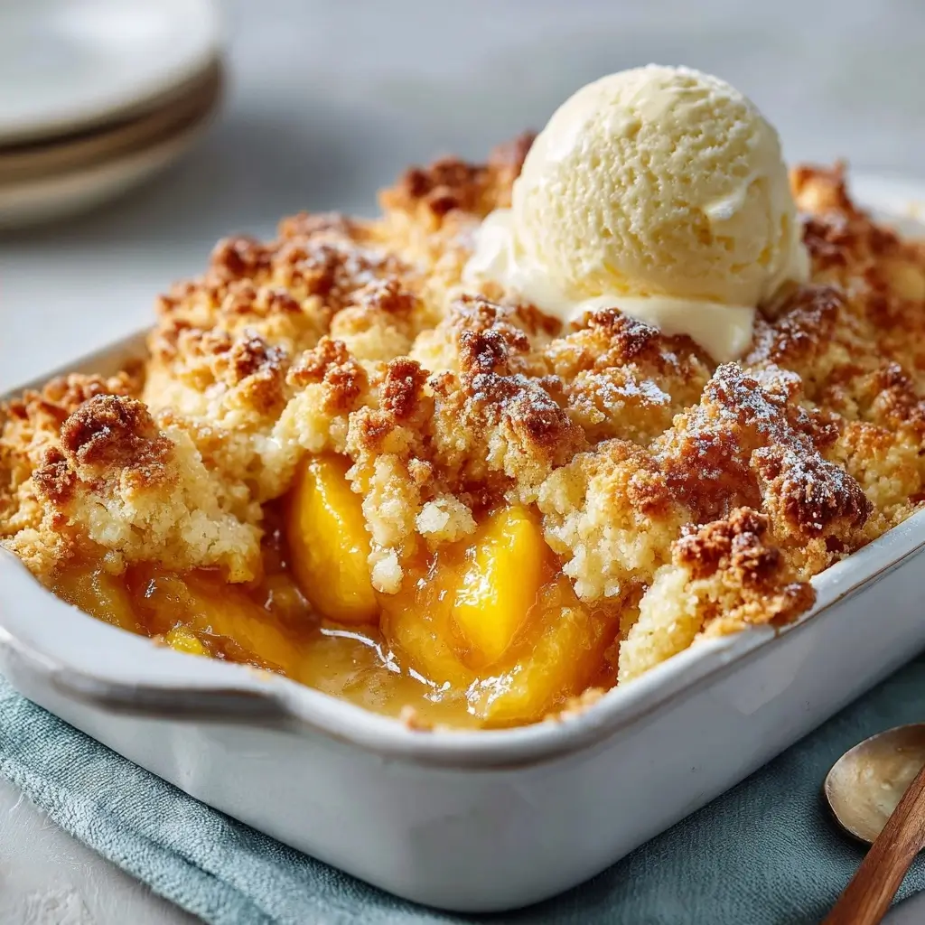 Homemade Peach Dump Cake With Just 3 Ingredients