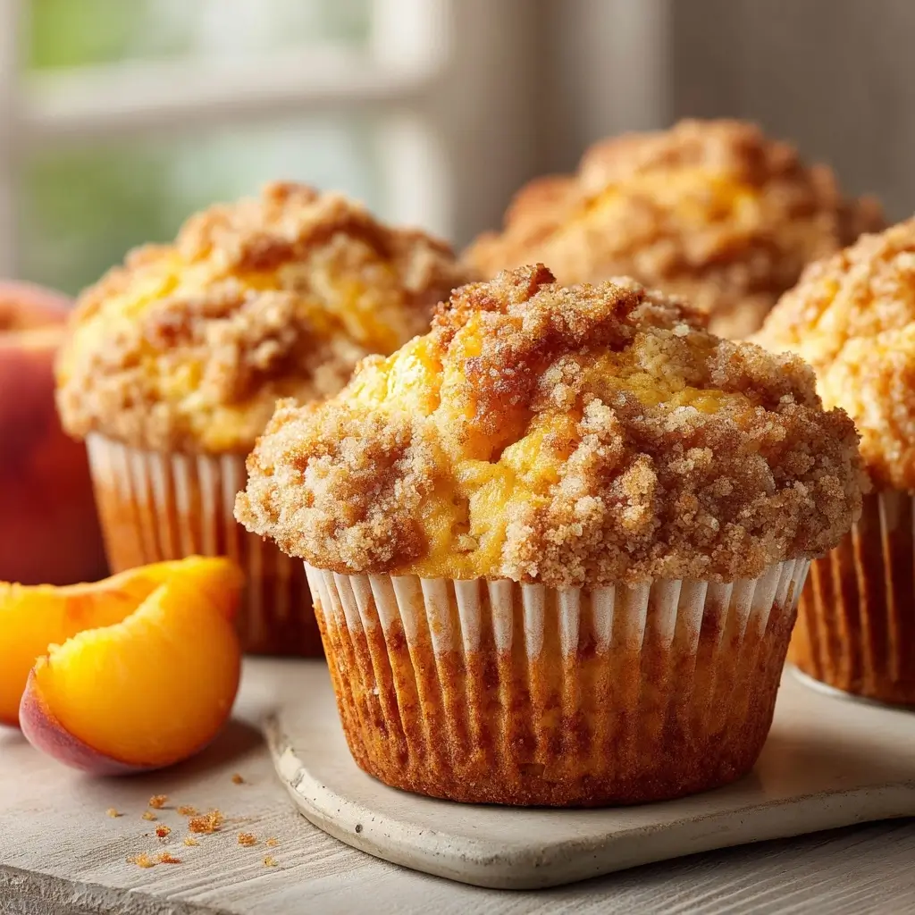 Homemade Peach Muffins With Streusel Topping Summer Baking