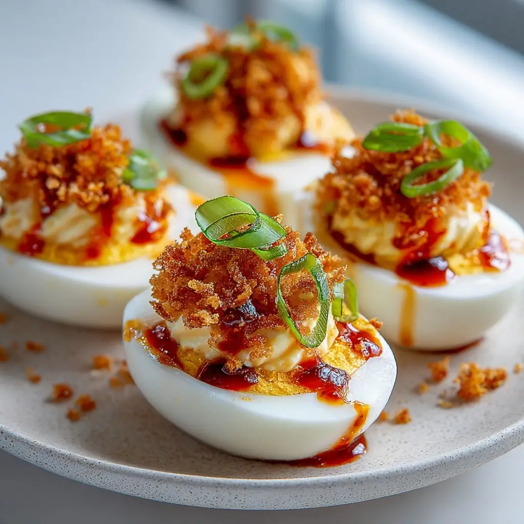 Spicy Crispy Deviled Eggs With Chili Oil For Parties