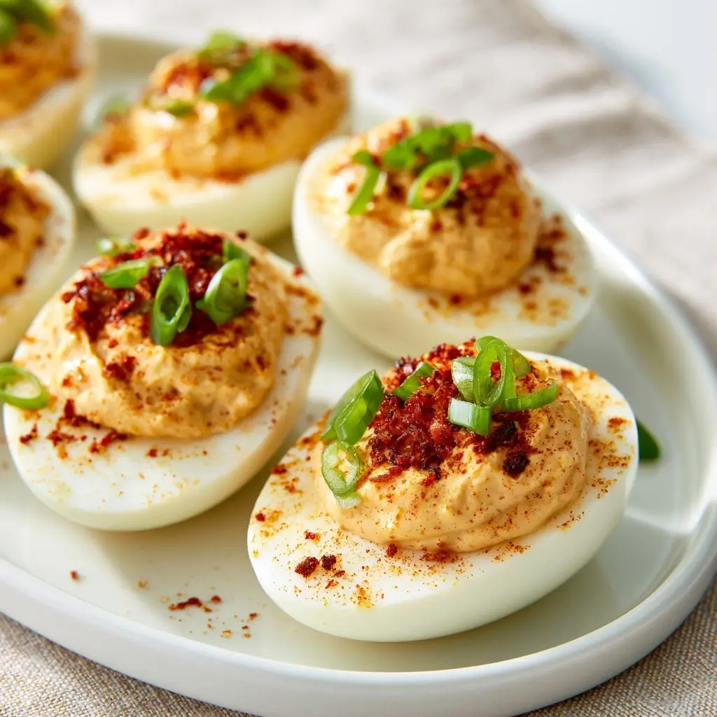 Creamy Spicy Chili Deviled Eggs