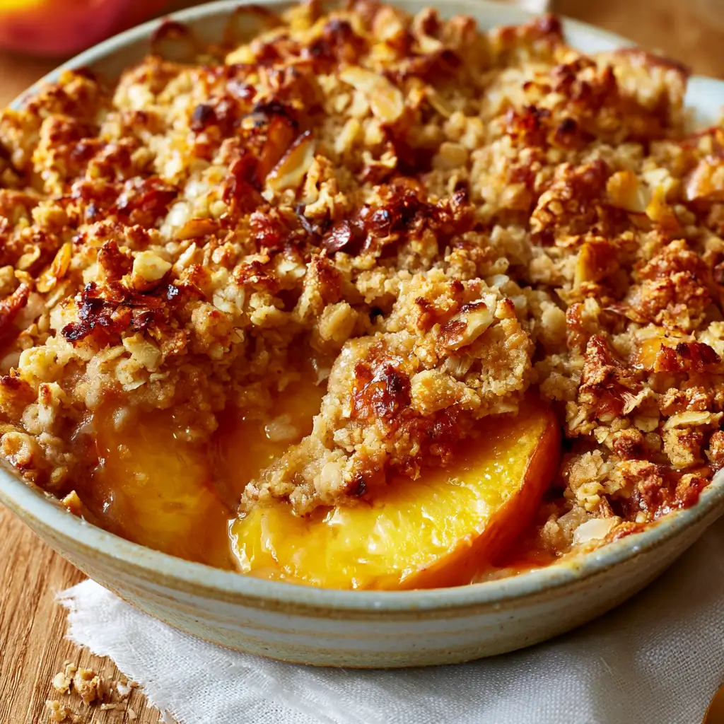 Easy No Peel Fresh Peach Crisp Recipe With Crunchy Oat Almond Streusel