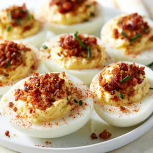 Spicy Smoky Bacon Deviled Eggs