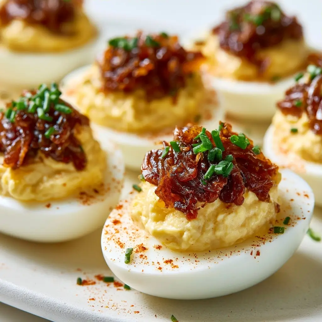 Tangy French Onion Deviled Eggs