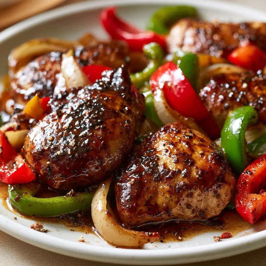 Black Pepper Chicken With Peppers And Onions
