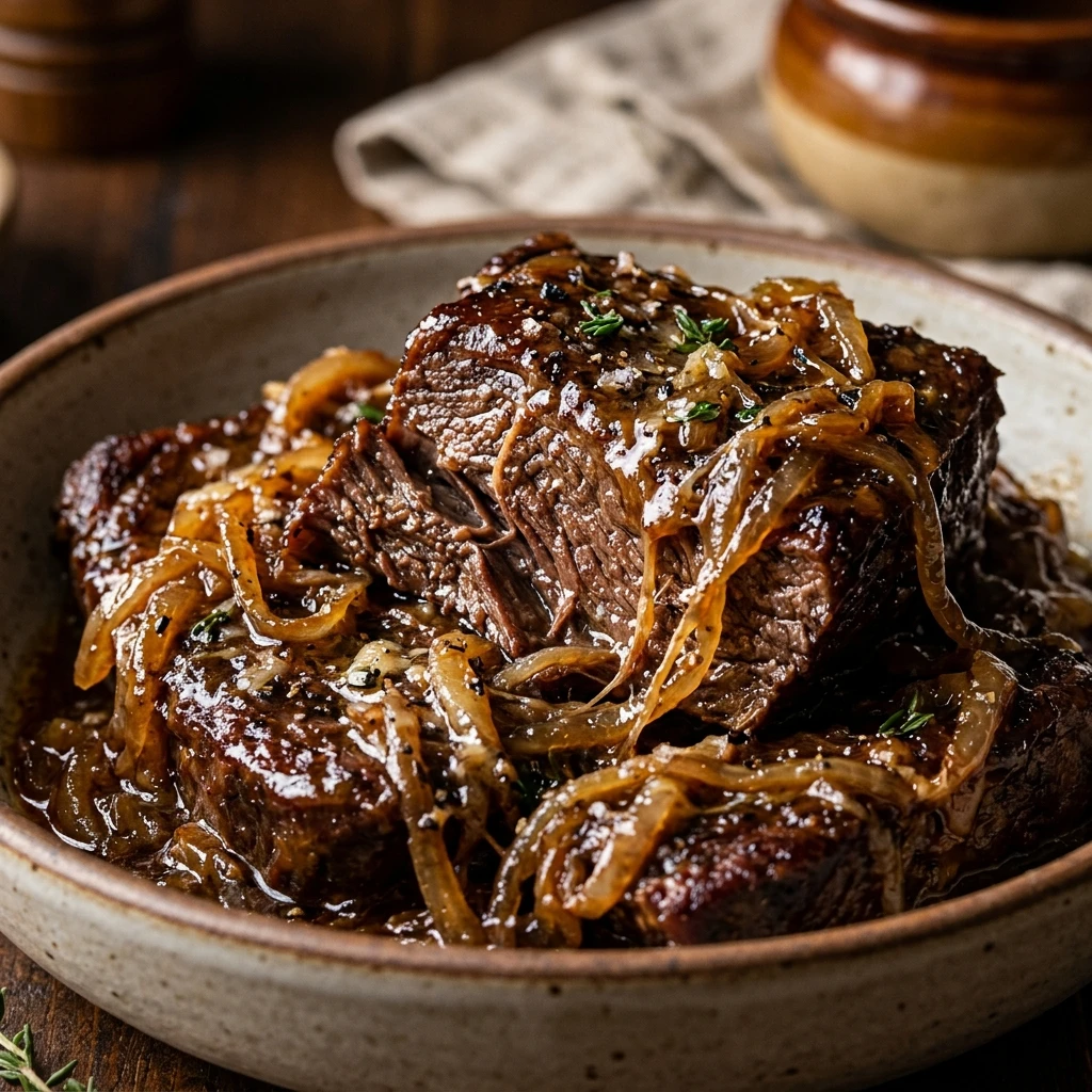 4-Ingredient French Onion Crock Pot Pot Roast