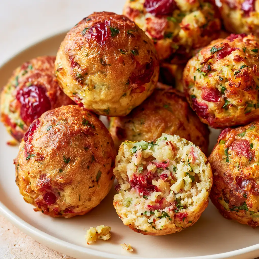 Cranberry Turkey Stuffing Balls | Thanksgiving Appetizer