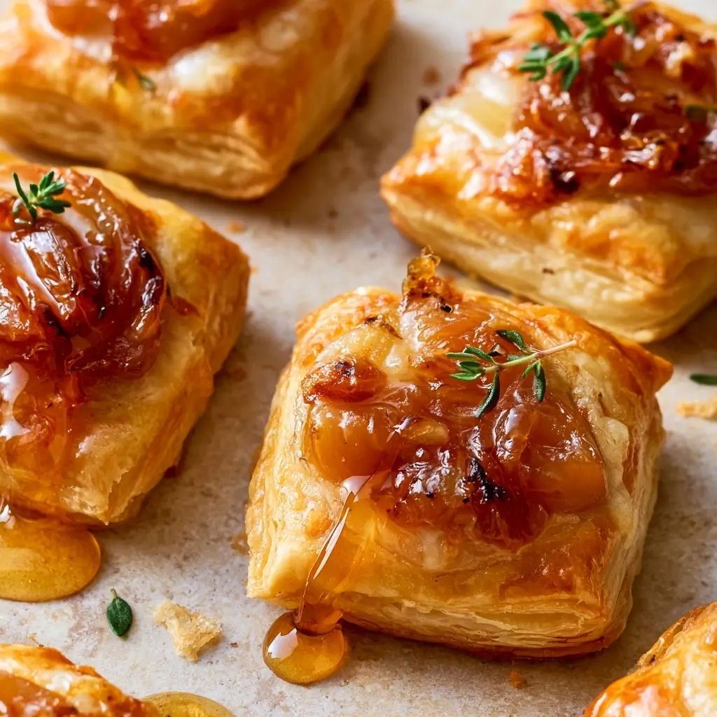 Caramelized Onion Gruyere Hot Honey Bites For Thanksgiving