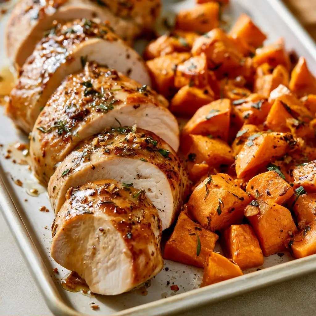 Garlic Butter Baked Turkey Tenderloin And Sweet Potatoes Recipe | Thanksgiving Dinner