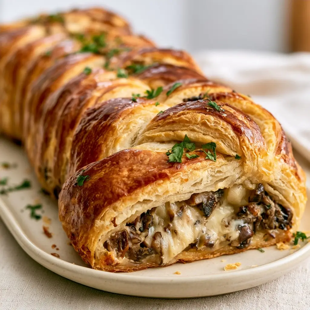 Mushroom & Gruyère Puff Pastry Braid Recipe