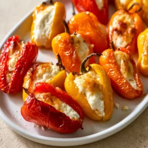Roasted Goat Cheese Stuffed Mini Peppers Appetizer For Thanksgiving