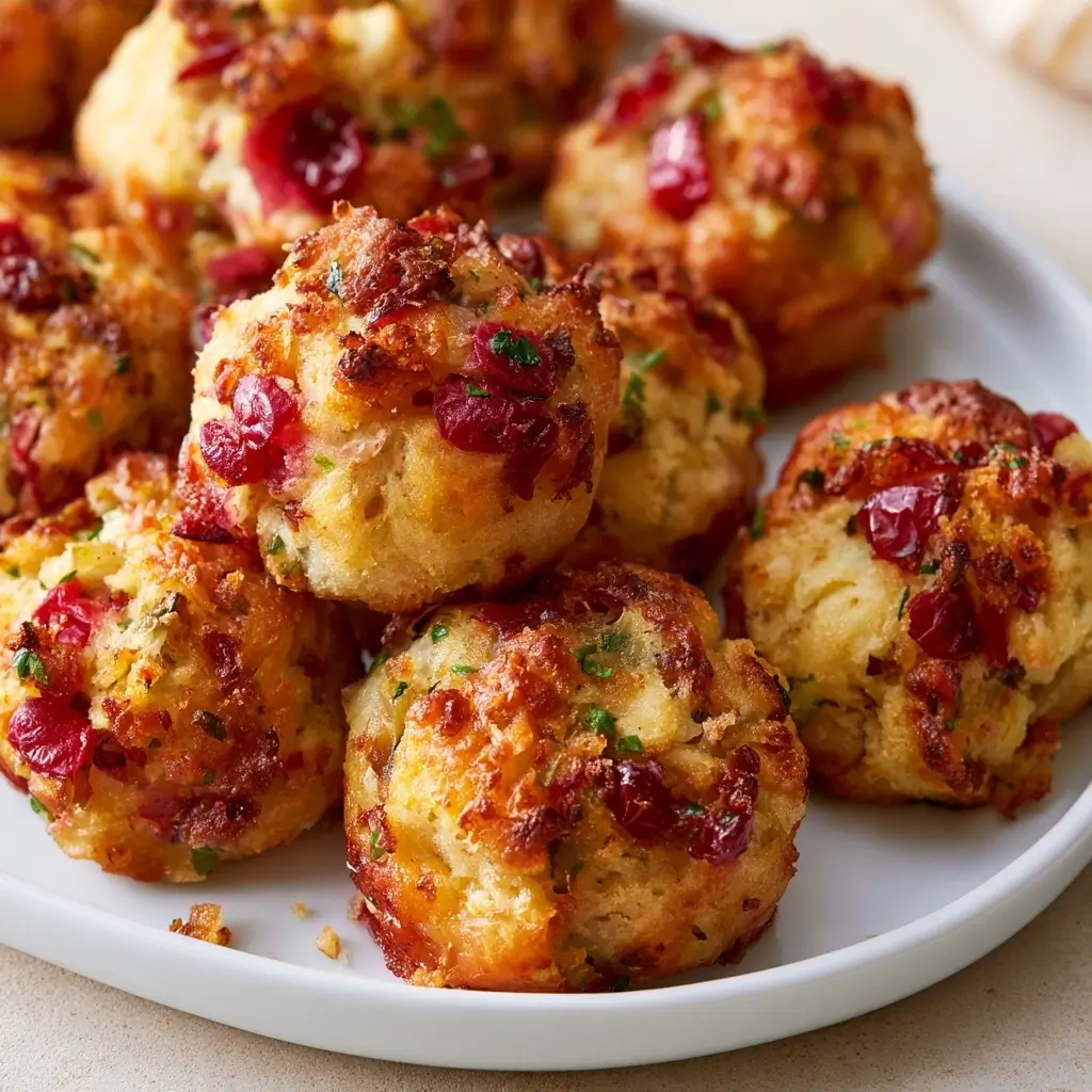 Savory Turkey Cranberry Stuffing Bites Appetizers For Thanksgiving