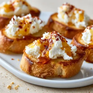 Whipped Feta Crostini With Hot Honey Appetizer For Thanksgiving & Holiday Parties