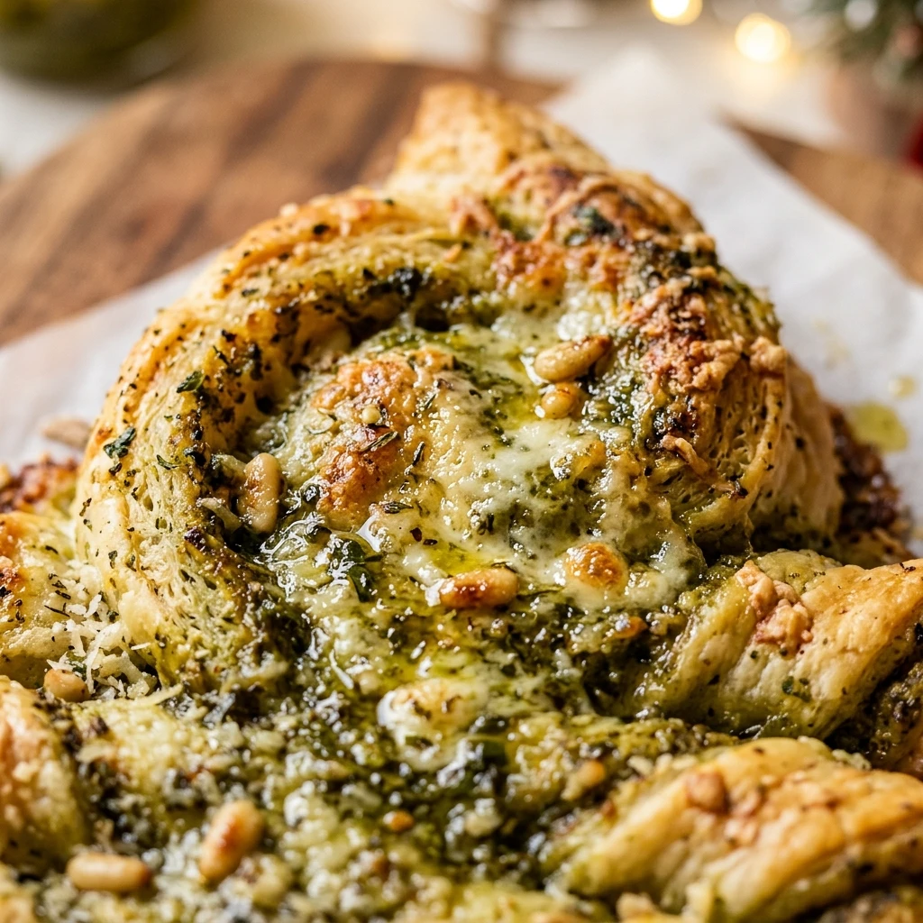 Basil Pesto Cheesy Puff Pastry Christmas Tree